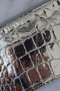 Clutch Zadig & Voltaire Plateado Efecto Cocodrilo