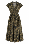 Vestido Midi Negro con Estampado Dorado Sandro