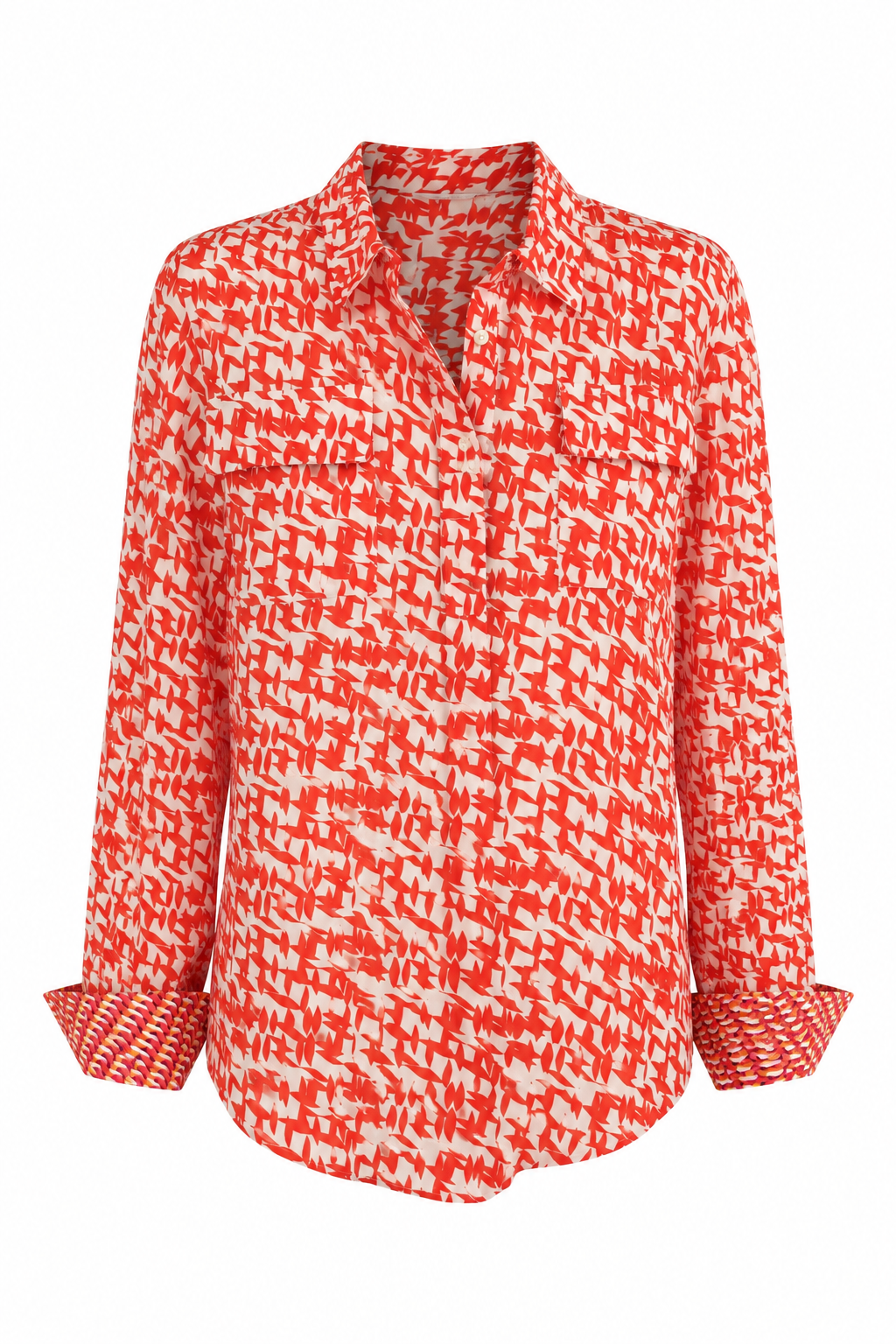 Robert Graham Red & White Geometric-Print Blouse