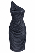 AllSaints One-Shoulder Draped Midi Dress