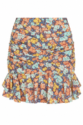 Veronica Beard Multicolor Floral Ruched Mini Skirt
