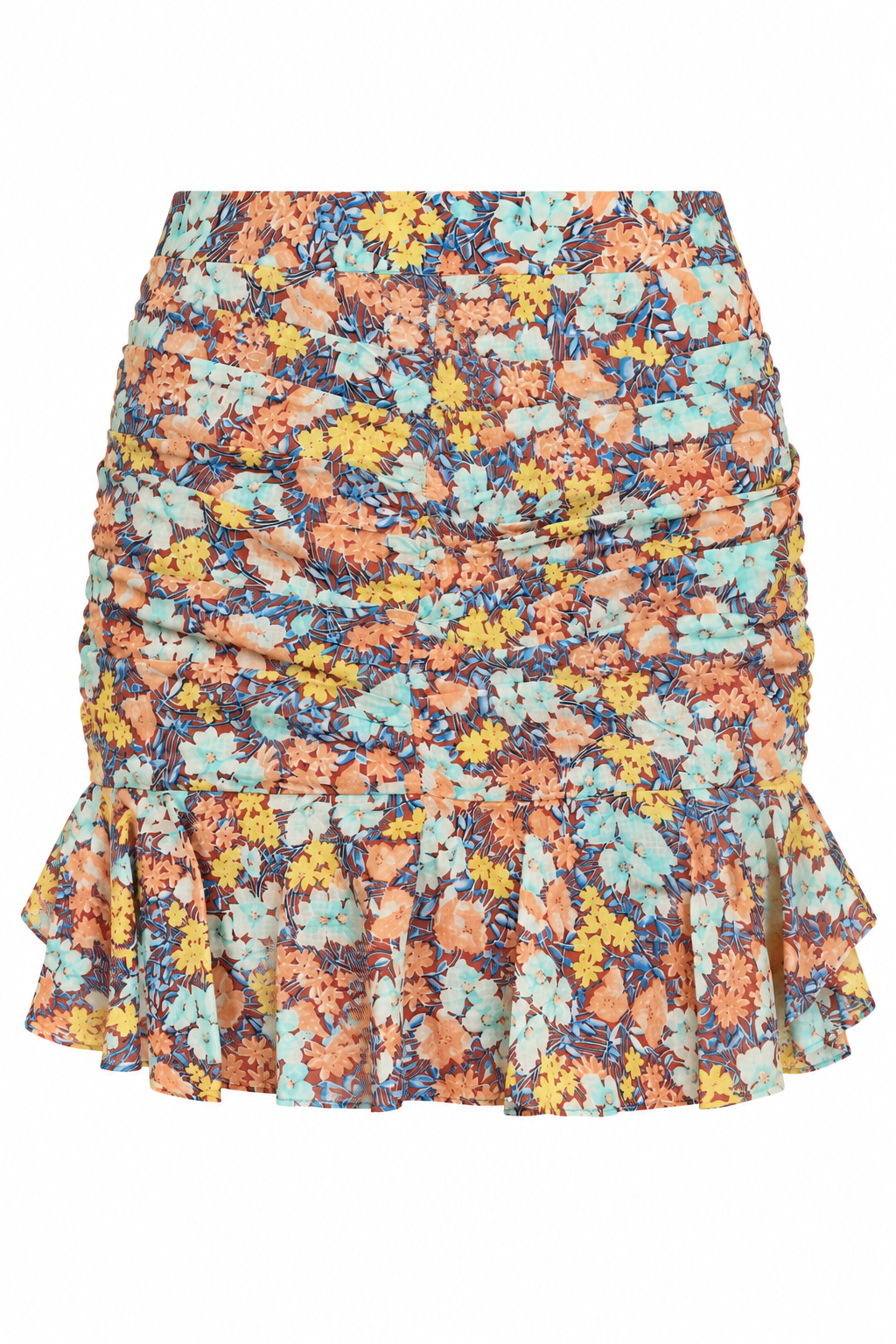 Veronica Beard Multicolor Floral Ruched Mini Skirt
