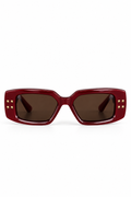 Valentino Glossy Burgundy Rectangular Sunglasses