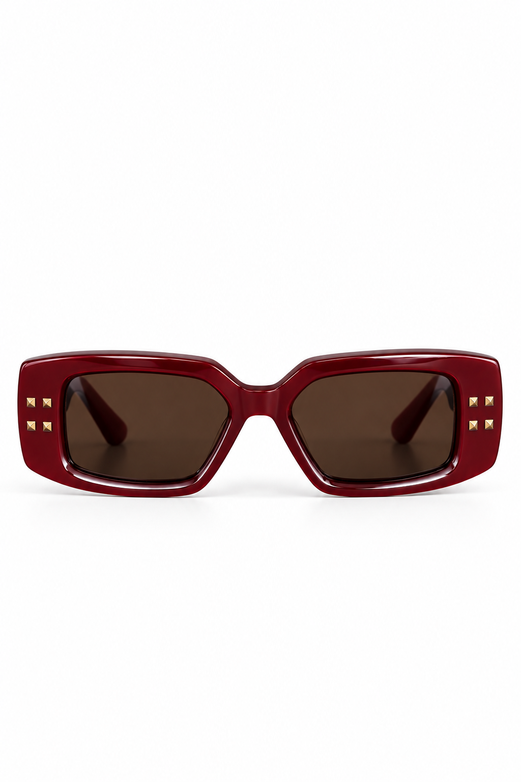 Valentino Glossy Burgundy Rectangular Sunglasses