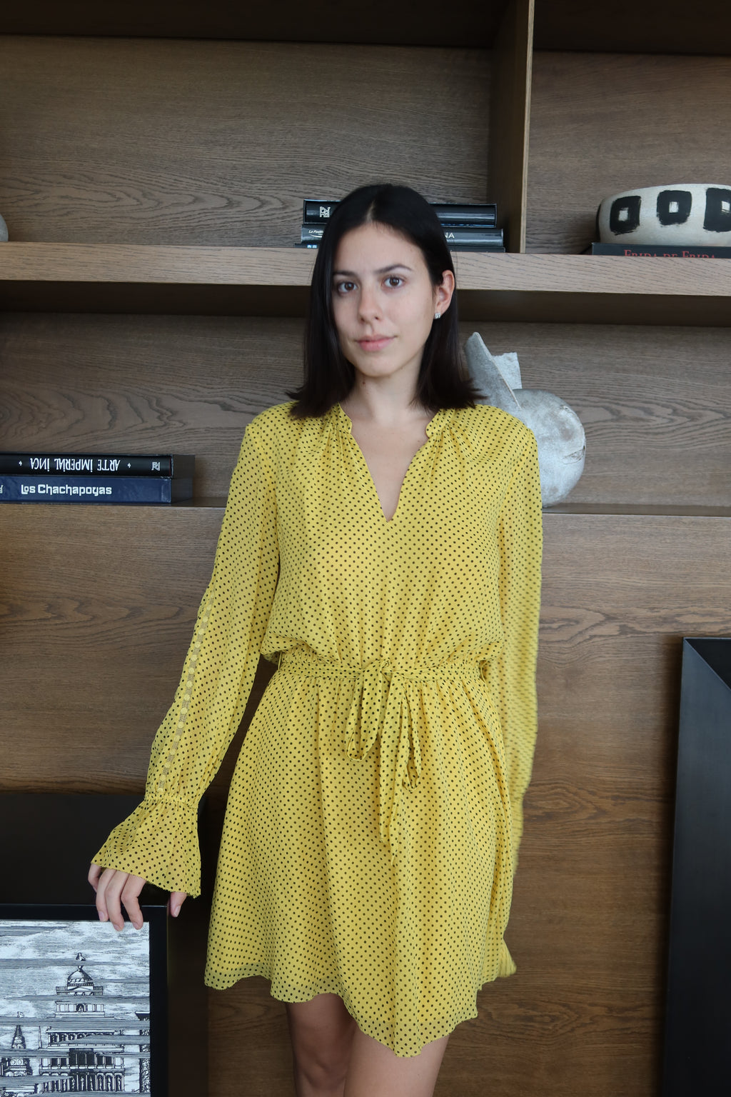 Joie Vestido Mini Amarillo de Lunares 
