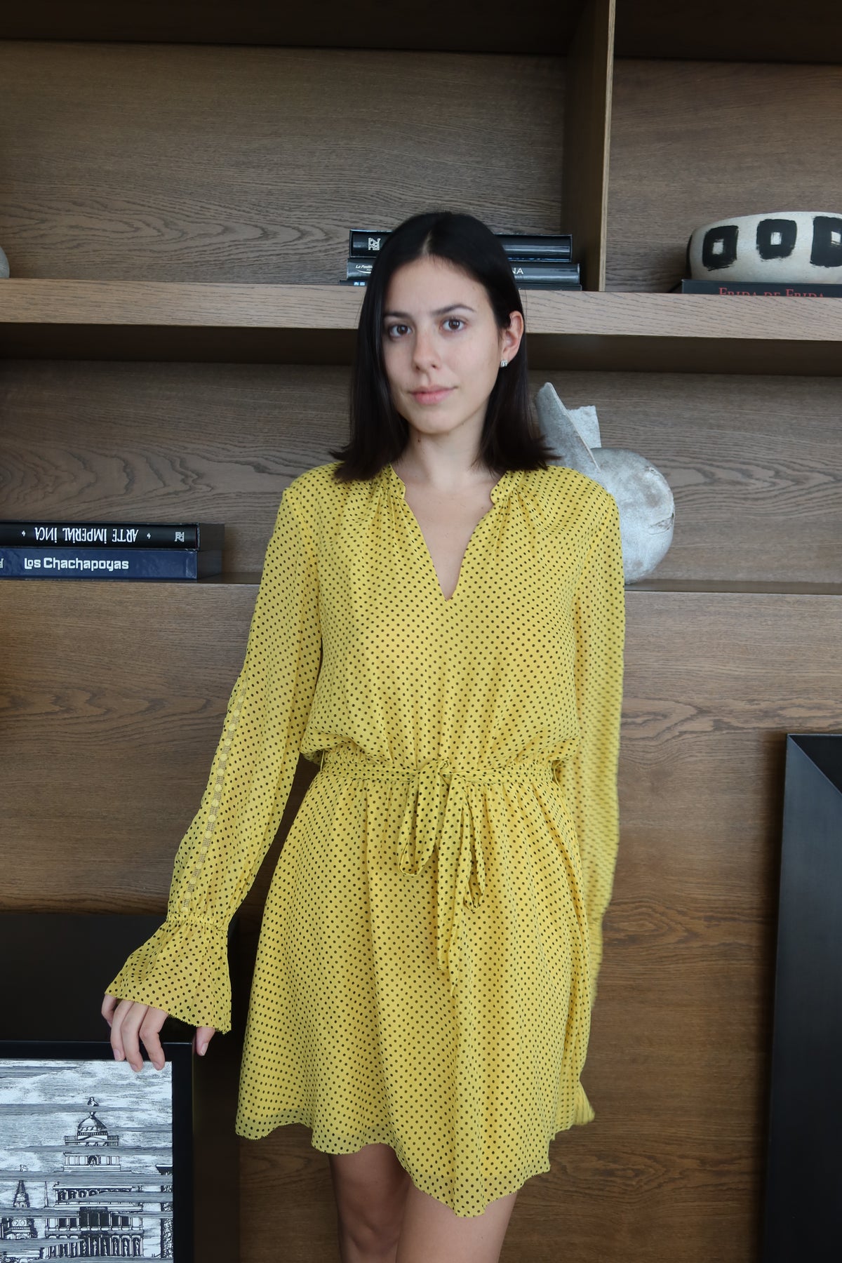 Joie Vestido Mini Amarillo de Lunares 