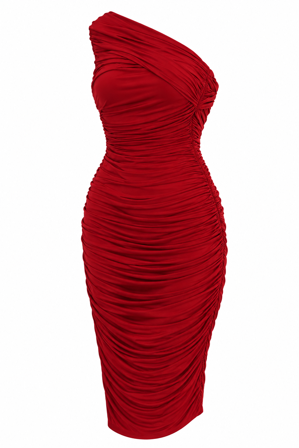 Vestido Elie Tahari Rojo Asimétrico Drapeado