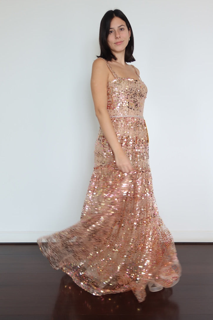 Bronx & Blanco Sparkly Champagne Gown