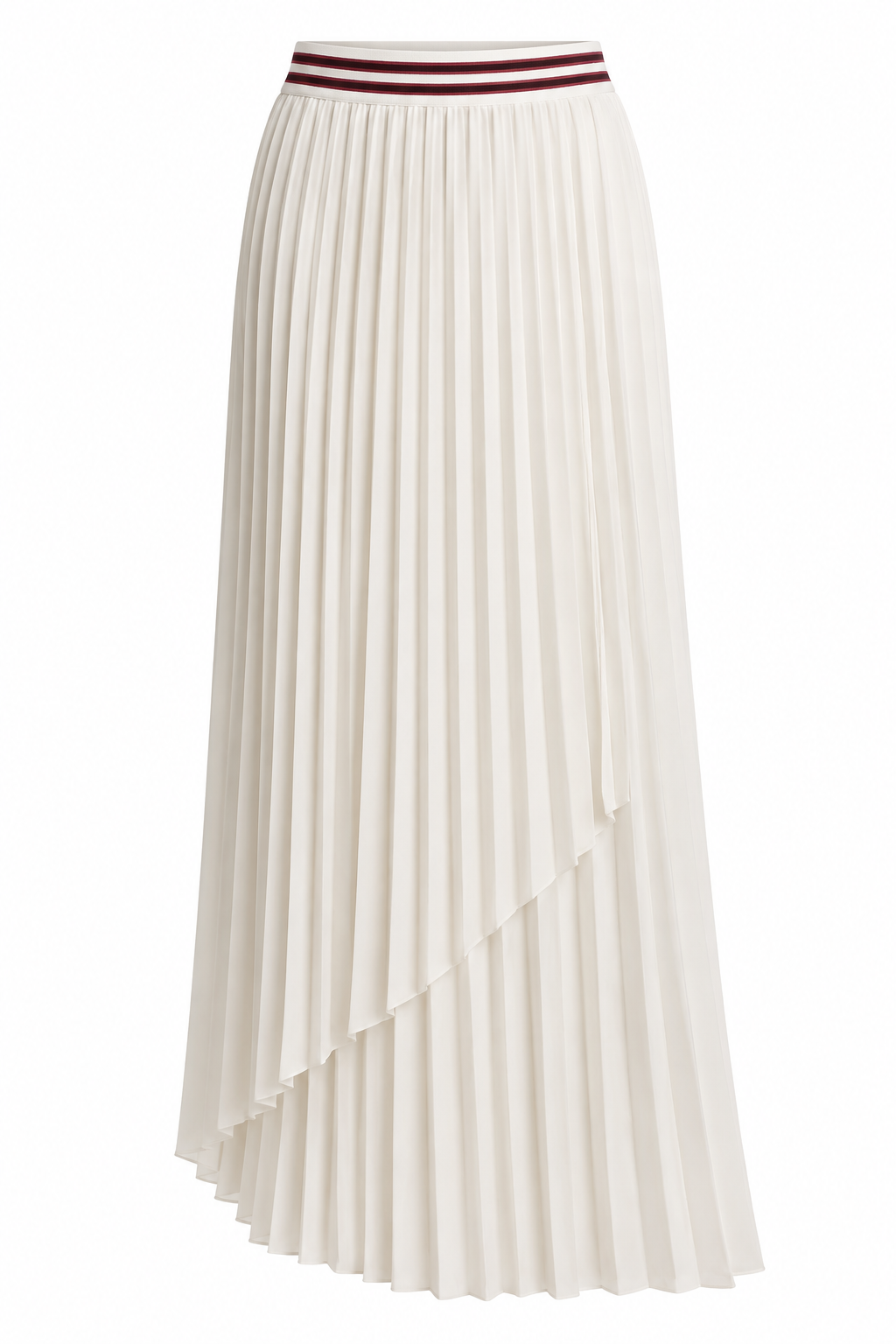 Maje White Pleated Asymmetric Skirt