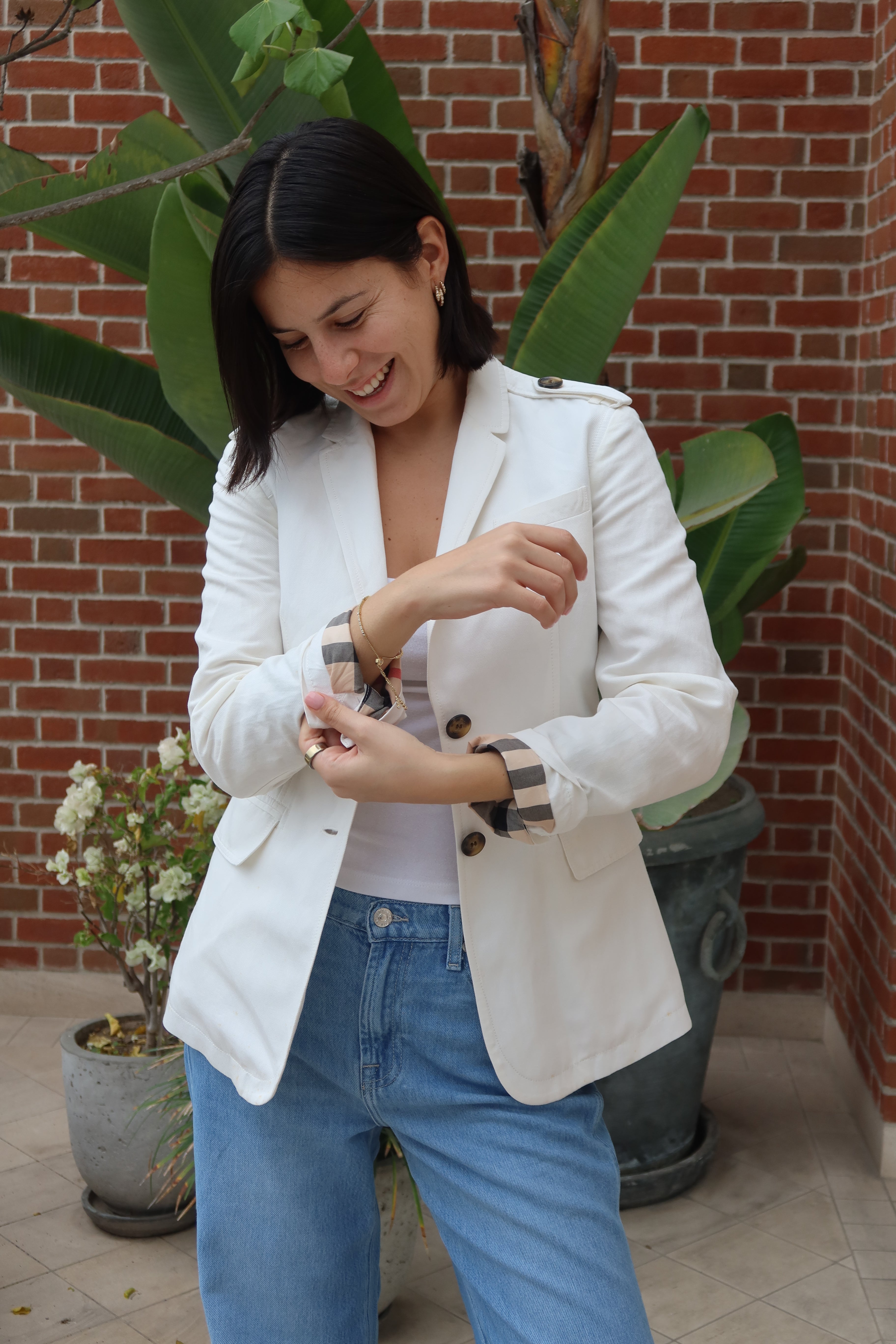 Blazer Blanco Estructurado de Burberry