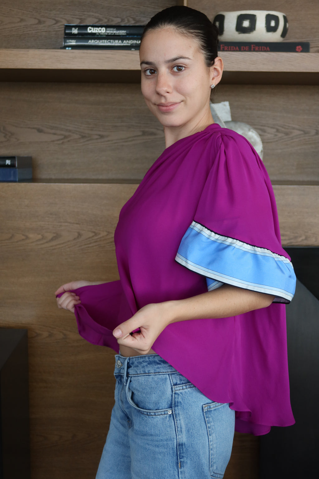 Emilio Pucci Fuchsia One-Shoulder Draped Top