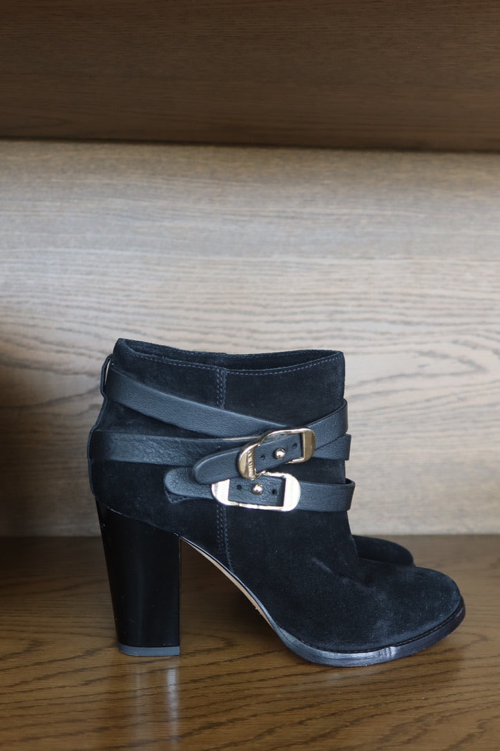 Jimmy Choo Black Suede Buckle Ankle Boots