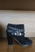 Jimmy Choo Black Suede Buckle Ankle Boots