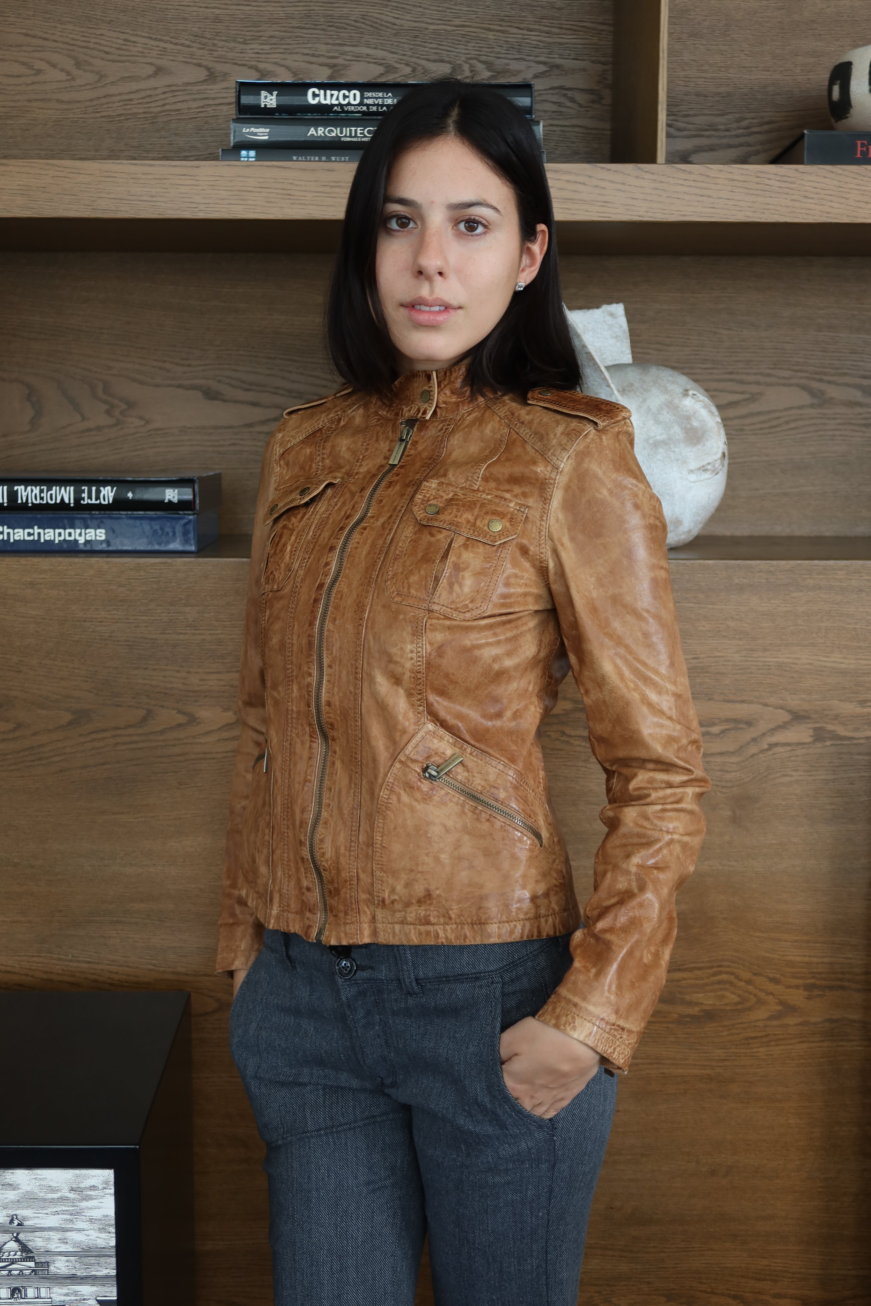 Michael Kors Tan Leather Moto Jacket
