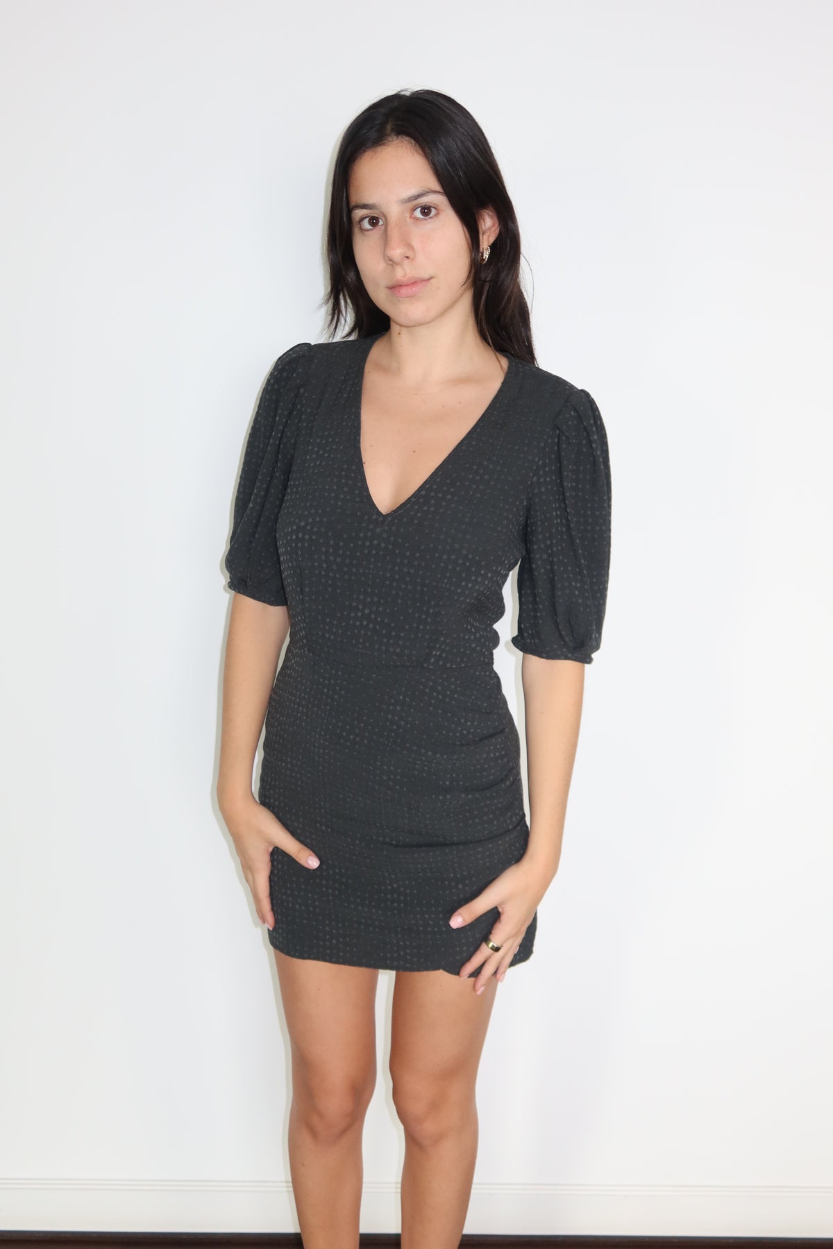 Sessùn Black Puff Sleeve Mini Dress