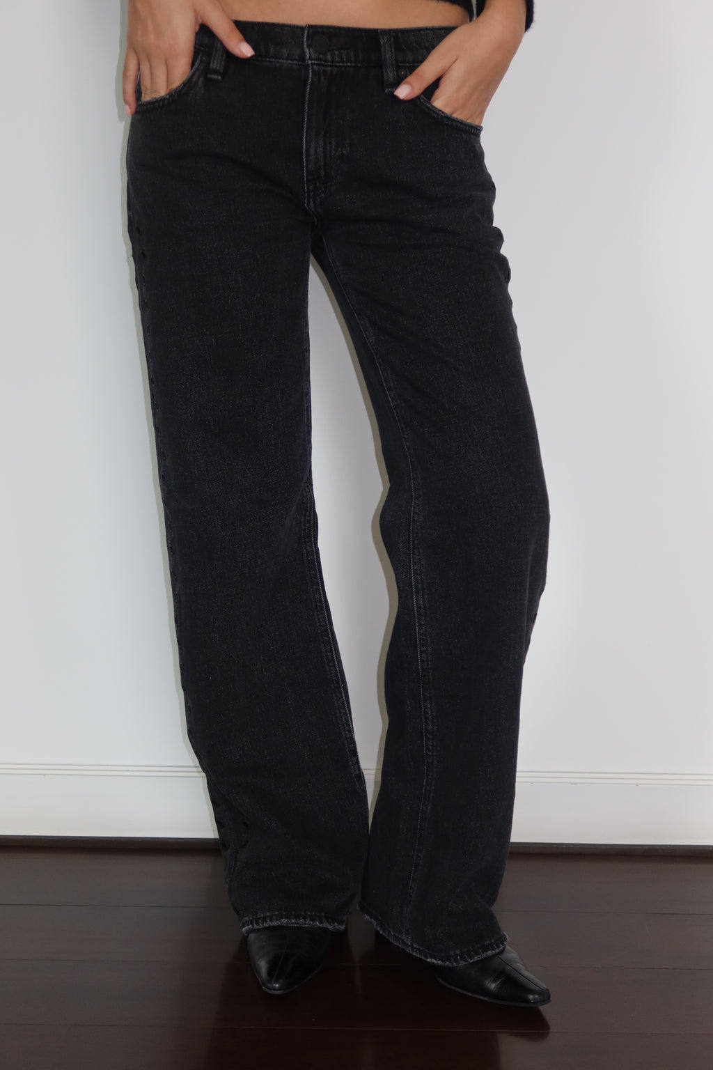 Hudson Low-Rise Grommet Jeans