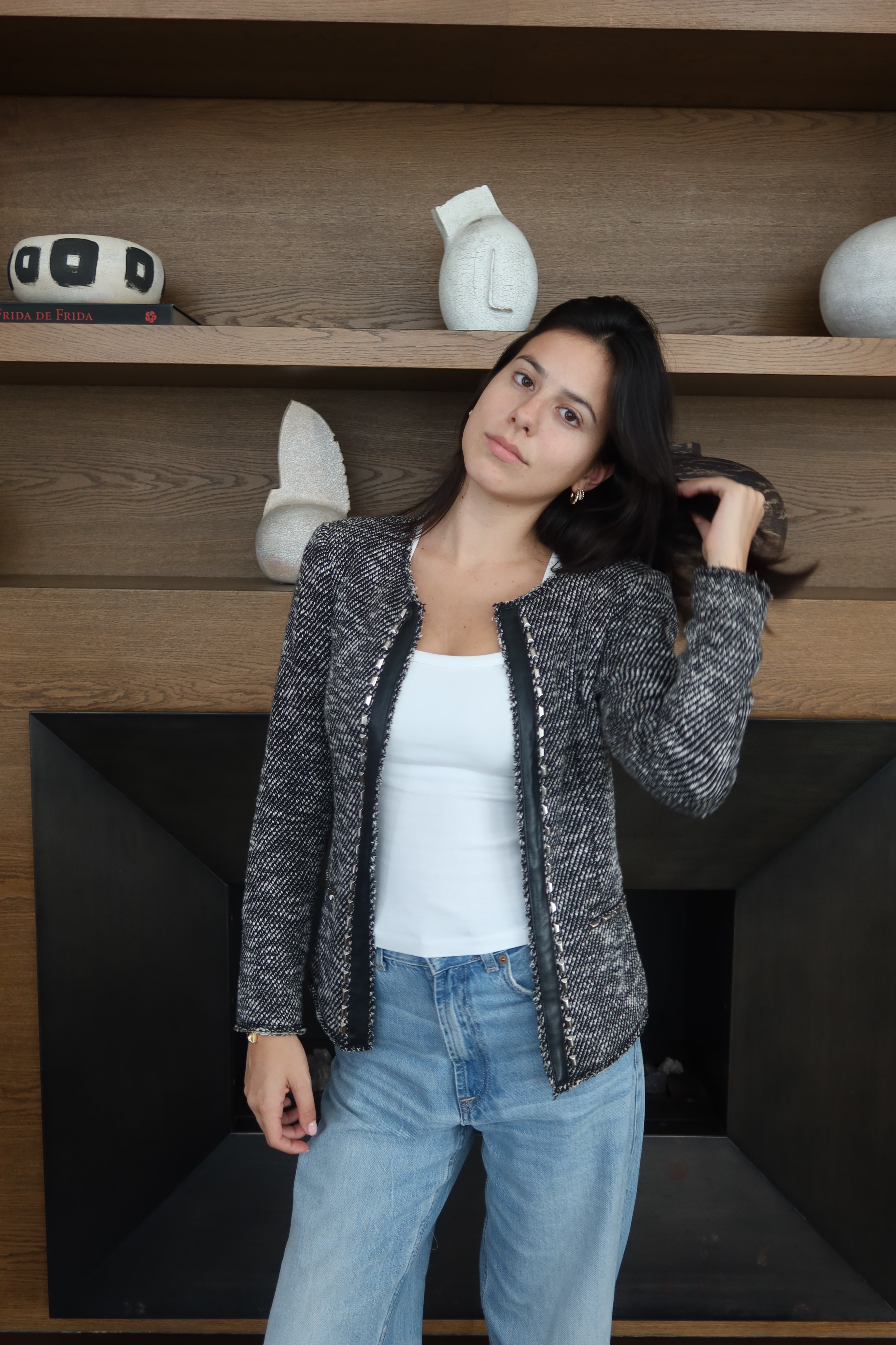 Cache Black & White Tweed Jacket