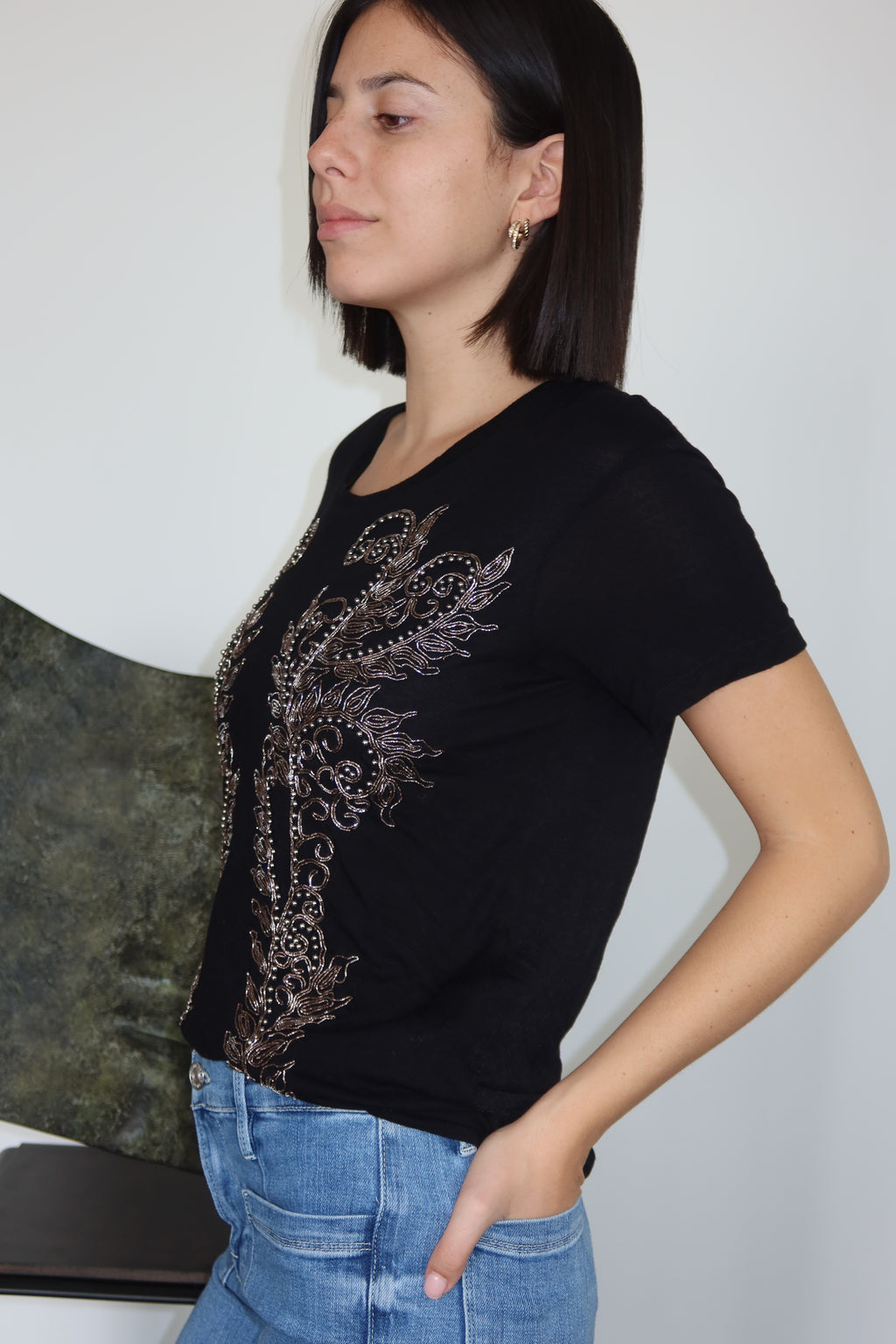 The Kooples Black Embellished T-Shirt
