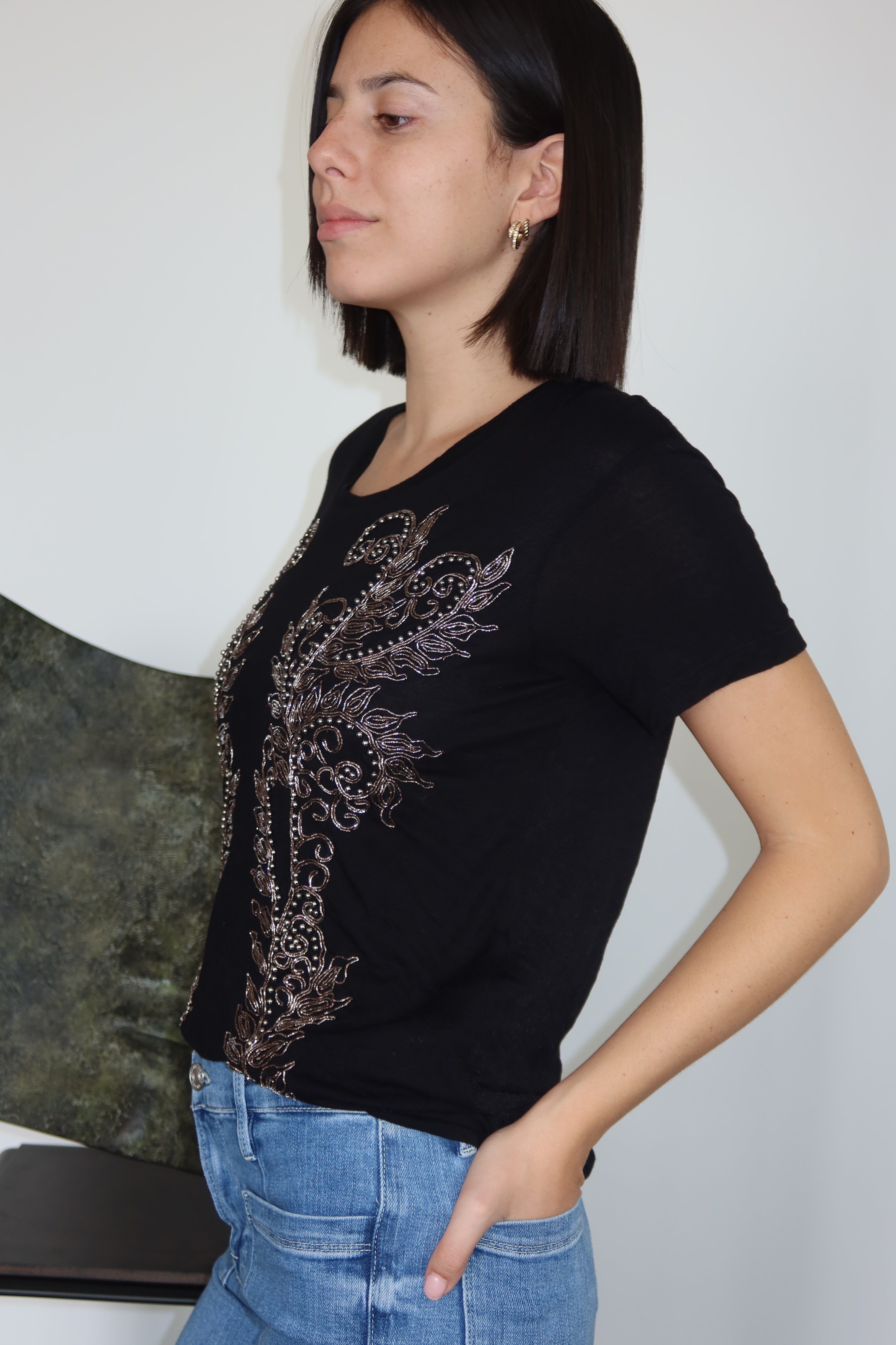 The Kooples Black Embellished T-Shirt