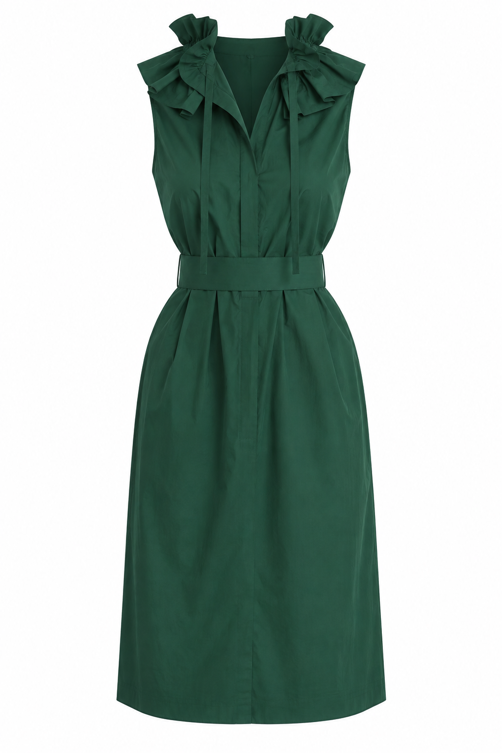 Vestido midi verde con cinturón de Oscar de la Renta
