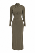 Aritzia Olive High-Neck Maxi Dress
