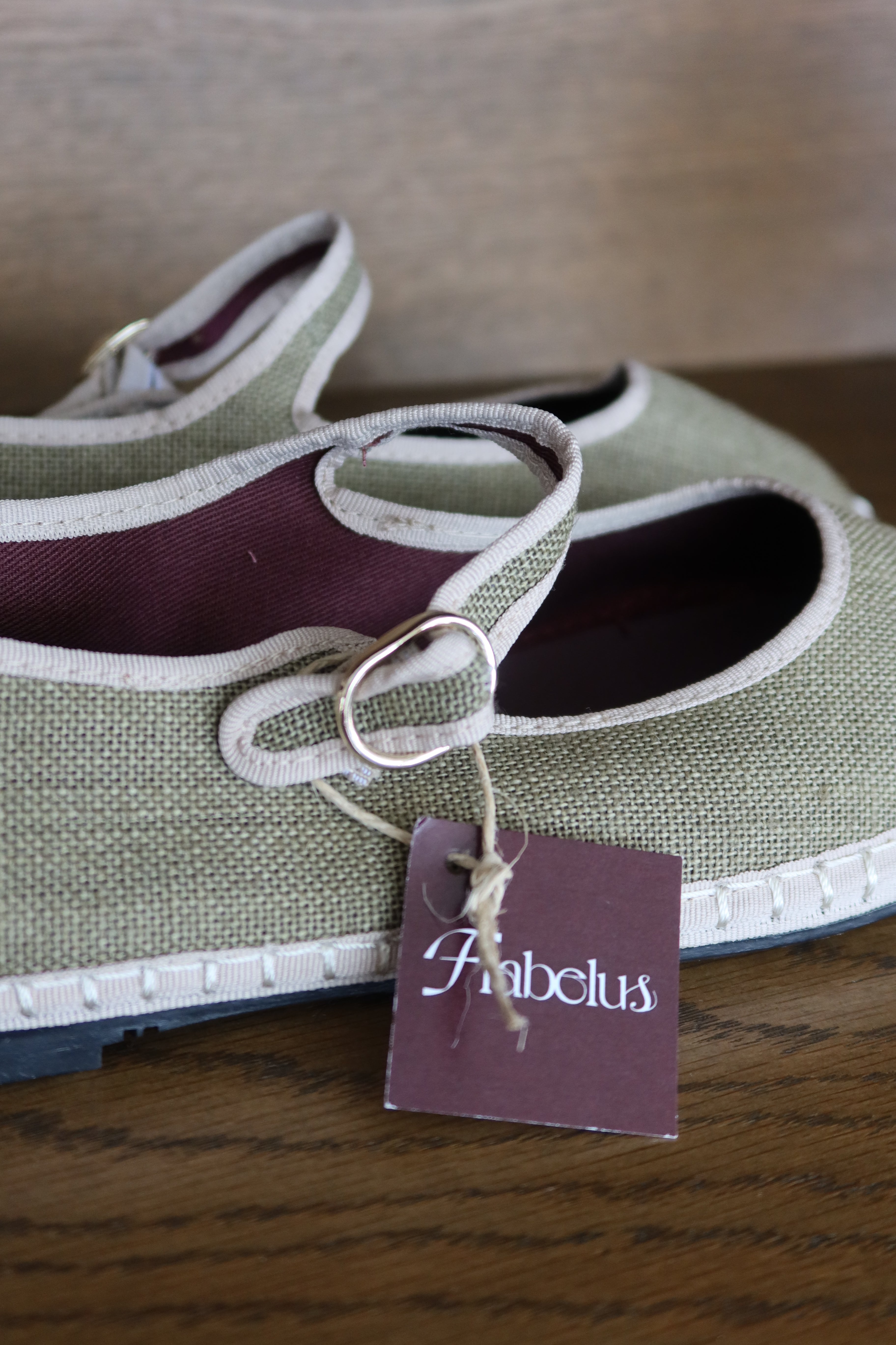 Flabelus Linen Mary Jane Ballet Flats