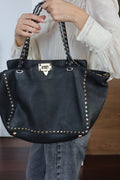Valentino Black Rockstud Tote Bag