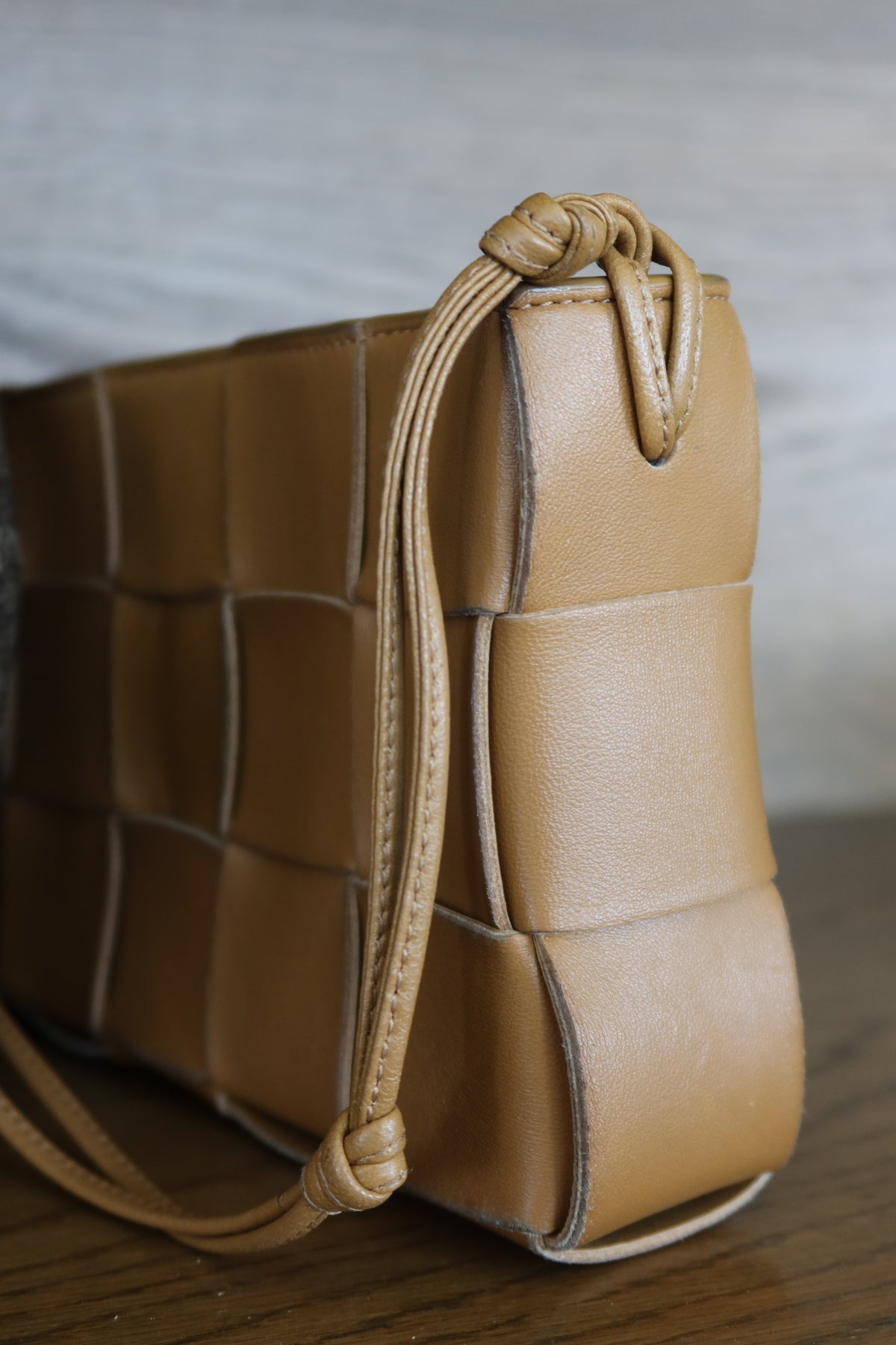 Bottega Veneta Beige Leather Cassette Shoulder Bag