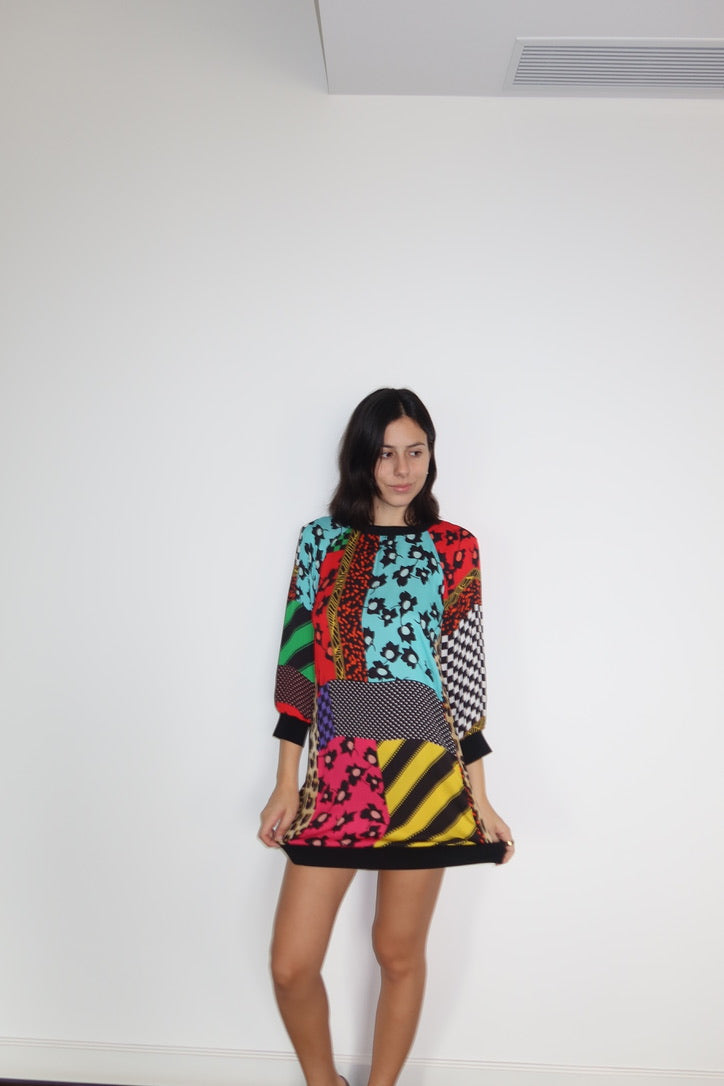 Alice + Olivia Patchwork Print Mini Dress