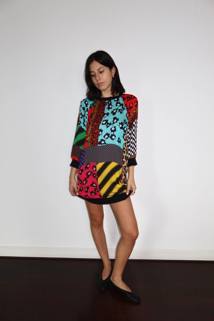 Alice + Olivia Patchwork Print Mini Dress