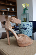 Tacones Nude de Gamuza con Plataforma de Prada