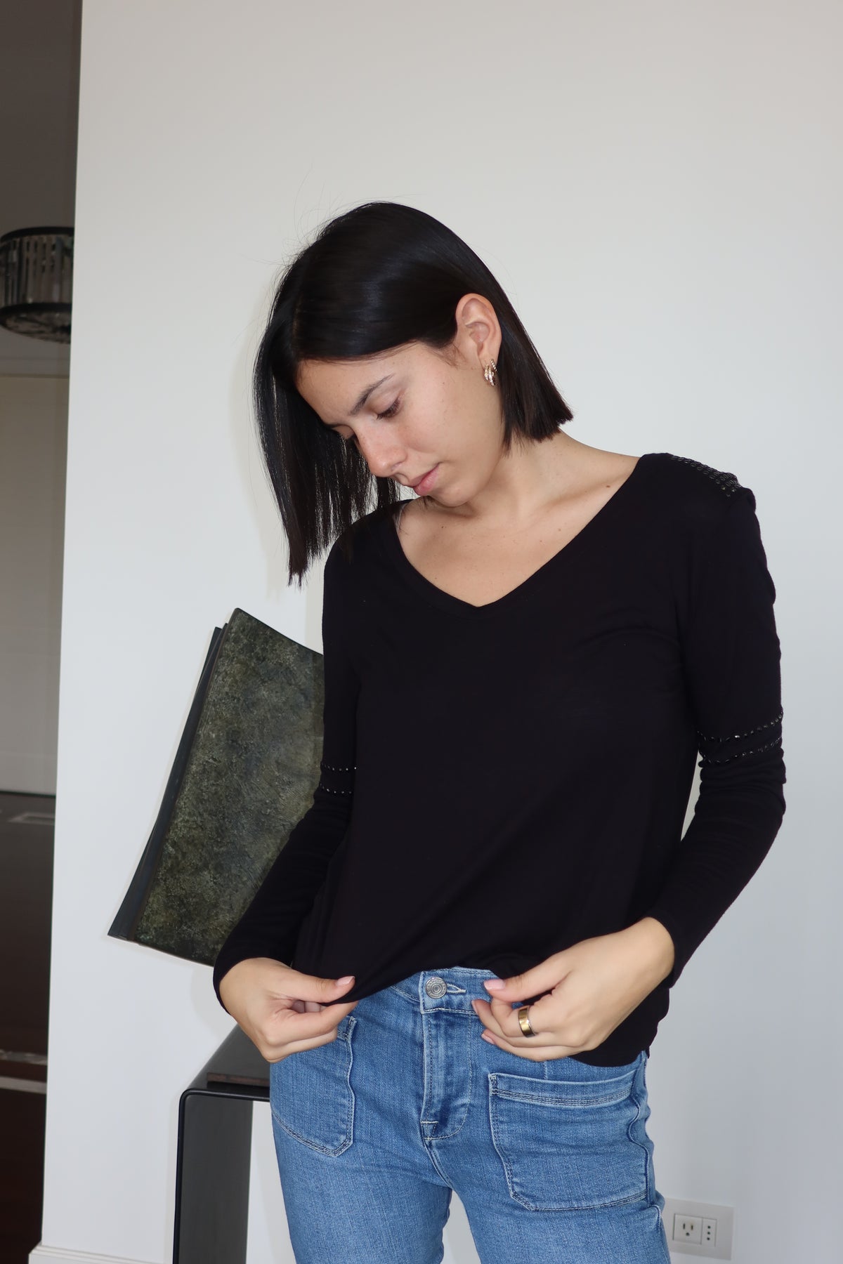 Karen Millen Long-Sleeve Embellished Top