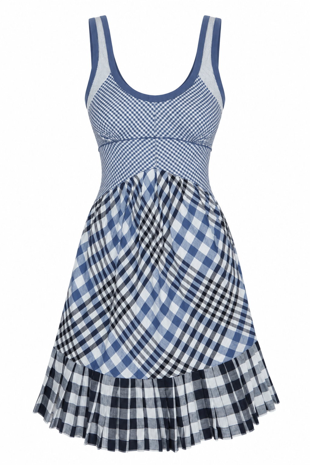 Sportmax Blue Gingham Patchwork Dress