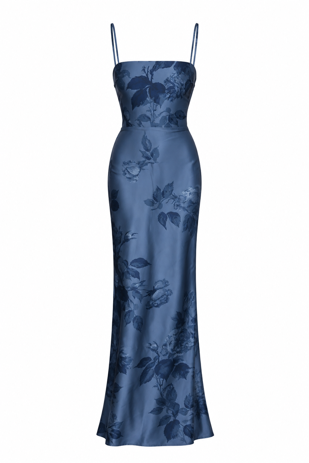 Reformation Navy Floral Satin Maxi Dress