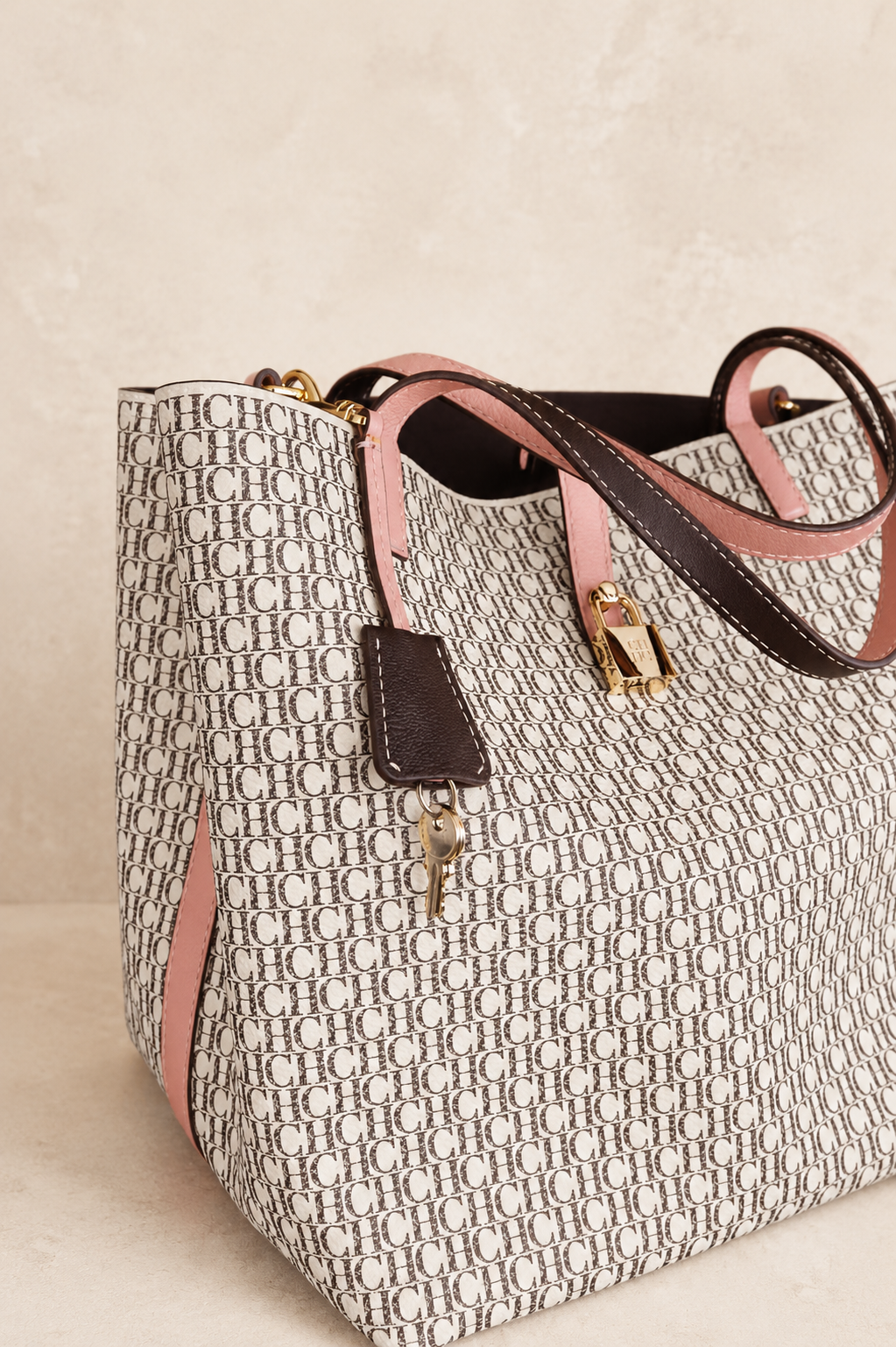 Carolina Herrera Monogram Canvas Tote Bag