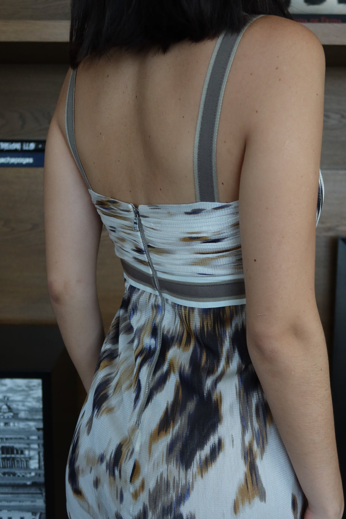Elie Tahari Vestido Mini Beige Animal Print