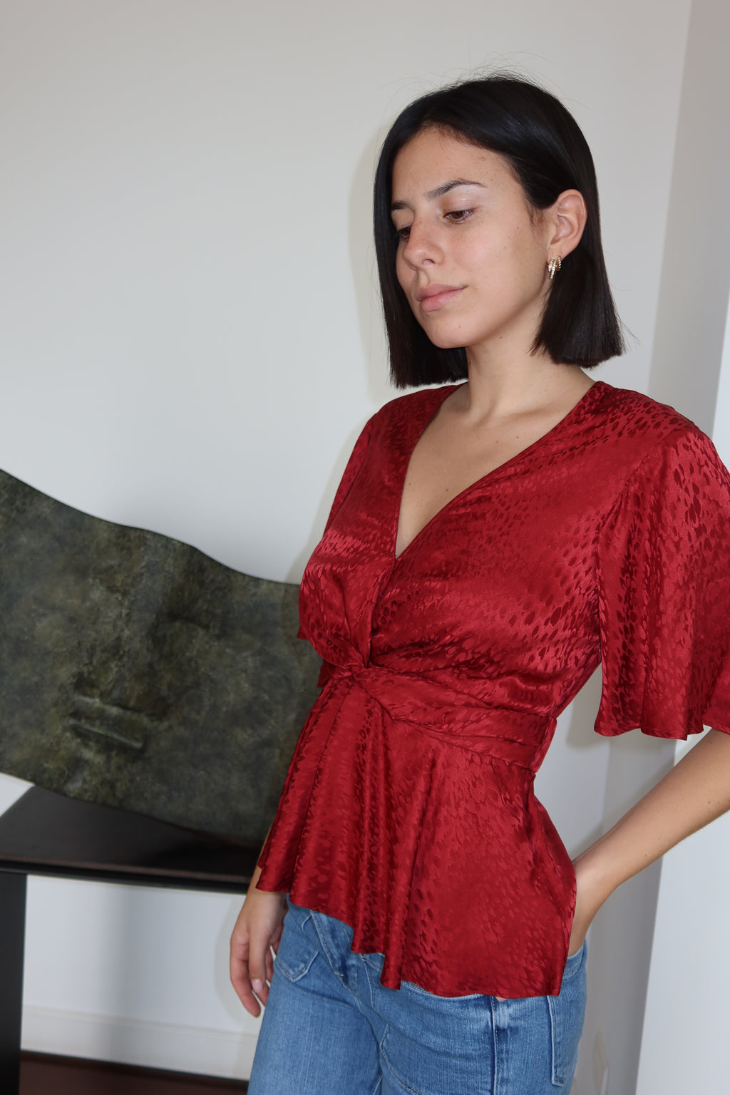 Blusa Satinada Roja de A.L.C.