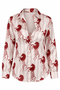 Céline Printed Satin Button-Down Shirt