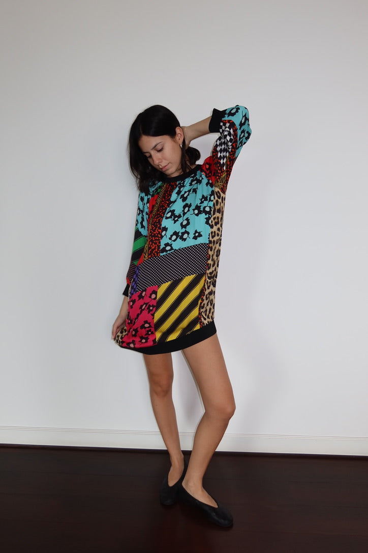 Alice + Olivia Patchwork Print Mini Dress