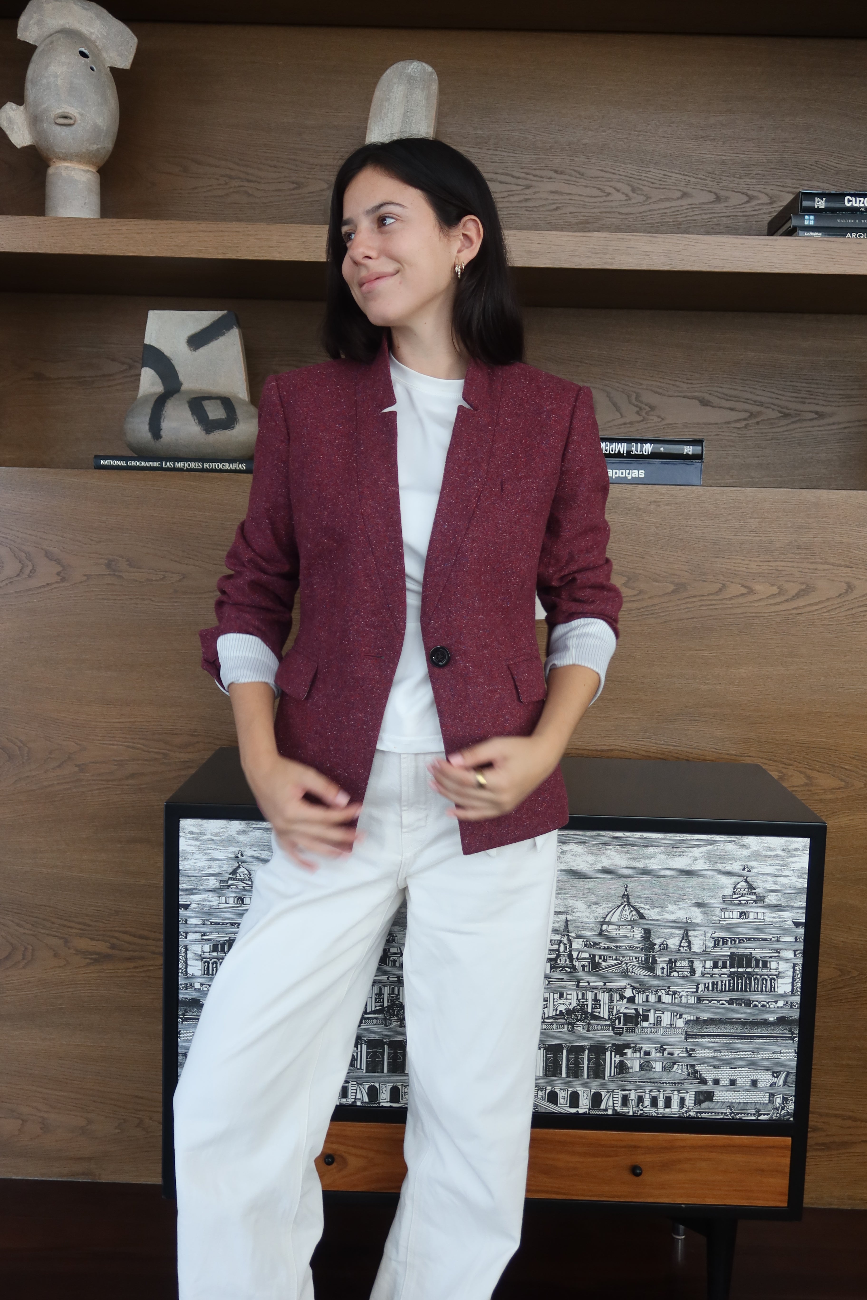 Veronica Beard Structured Maroon Blazer