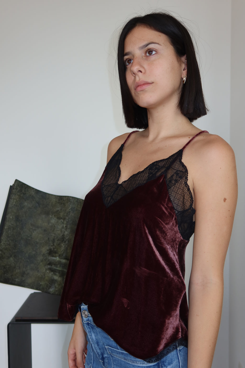 Zadig & Voltaire Velvet Lace-Trim Camisole