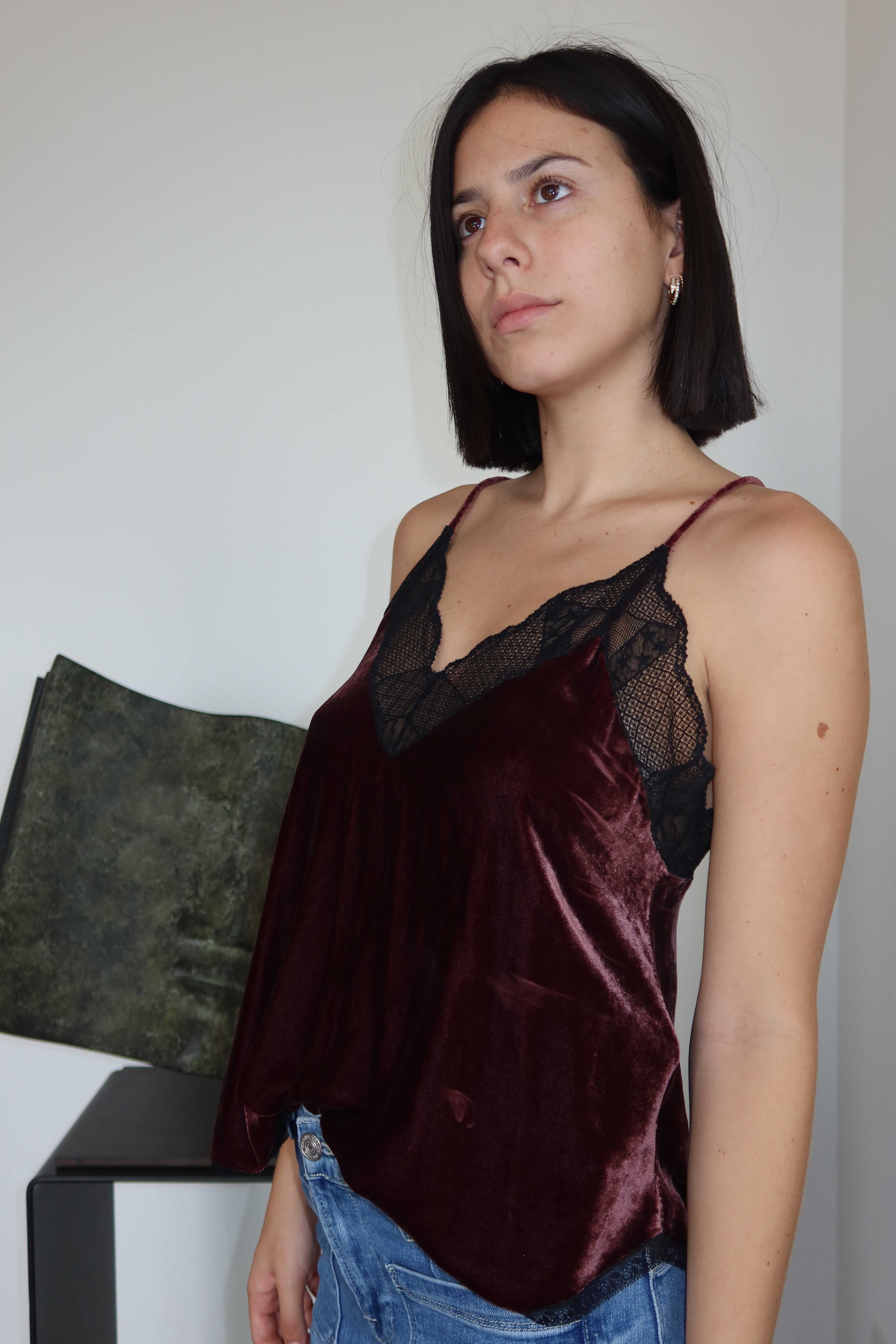 Zadig & Voltaire Velvet Lace-Trim Camisole