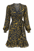 Vestido Corto Cruzado con Estampado Abstracto Maje