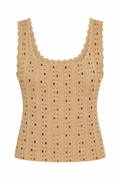 Sandro Beige Embellished Knit Tank Top