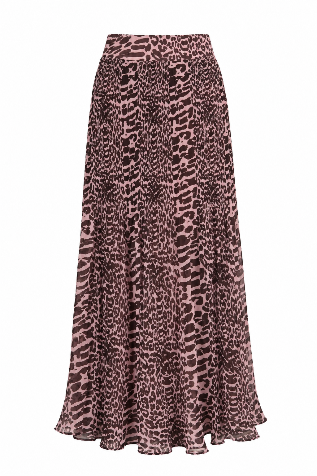 GANNI Pink Animal Print Pleated Maxi Skirt