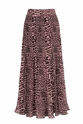 GANNI Pink Animal Print Pleated Maxi Skirt