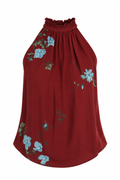 Joie Burgundy Floral Halter Top
