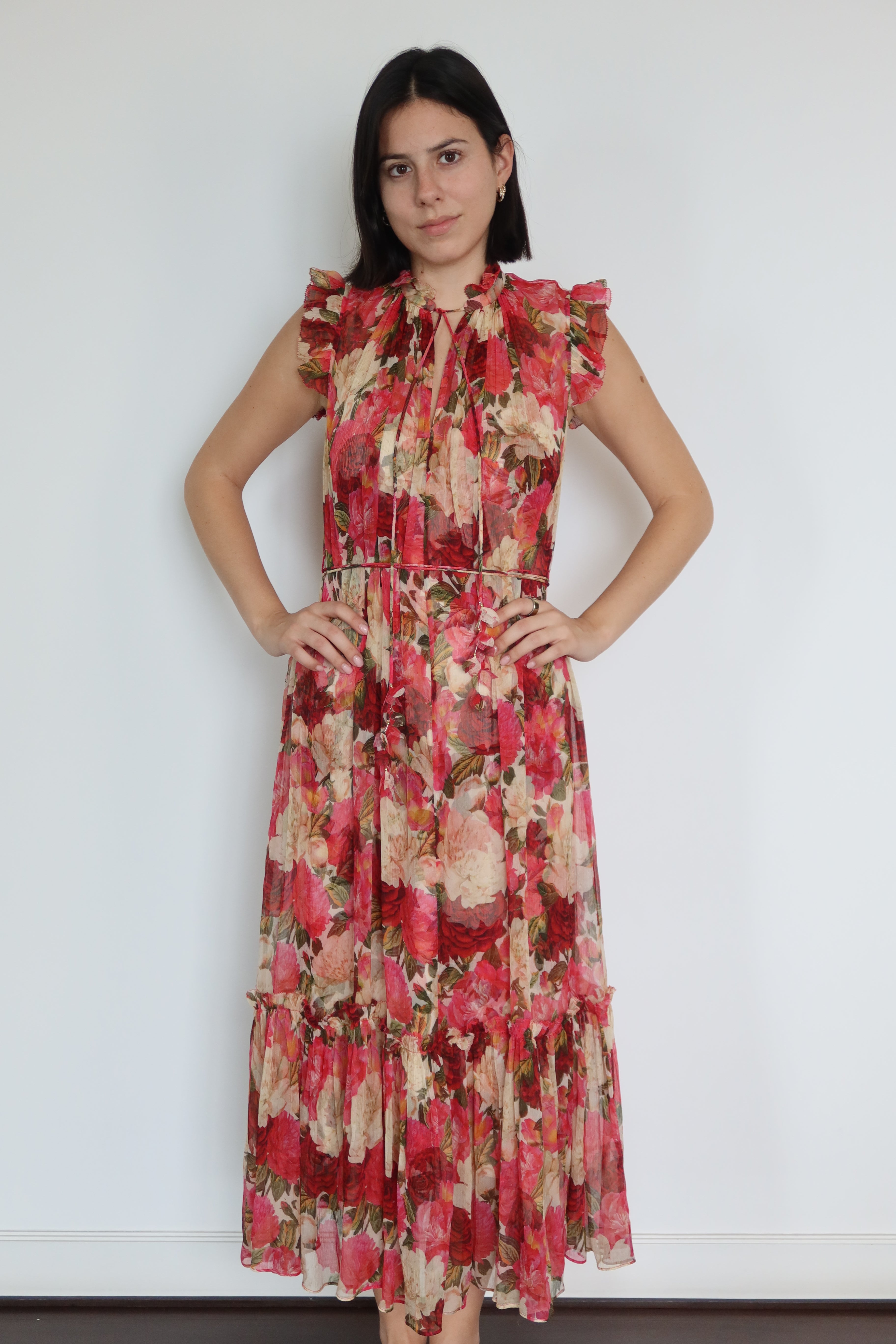 Vestido Midi Floral con Volantes de Zimmermann