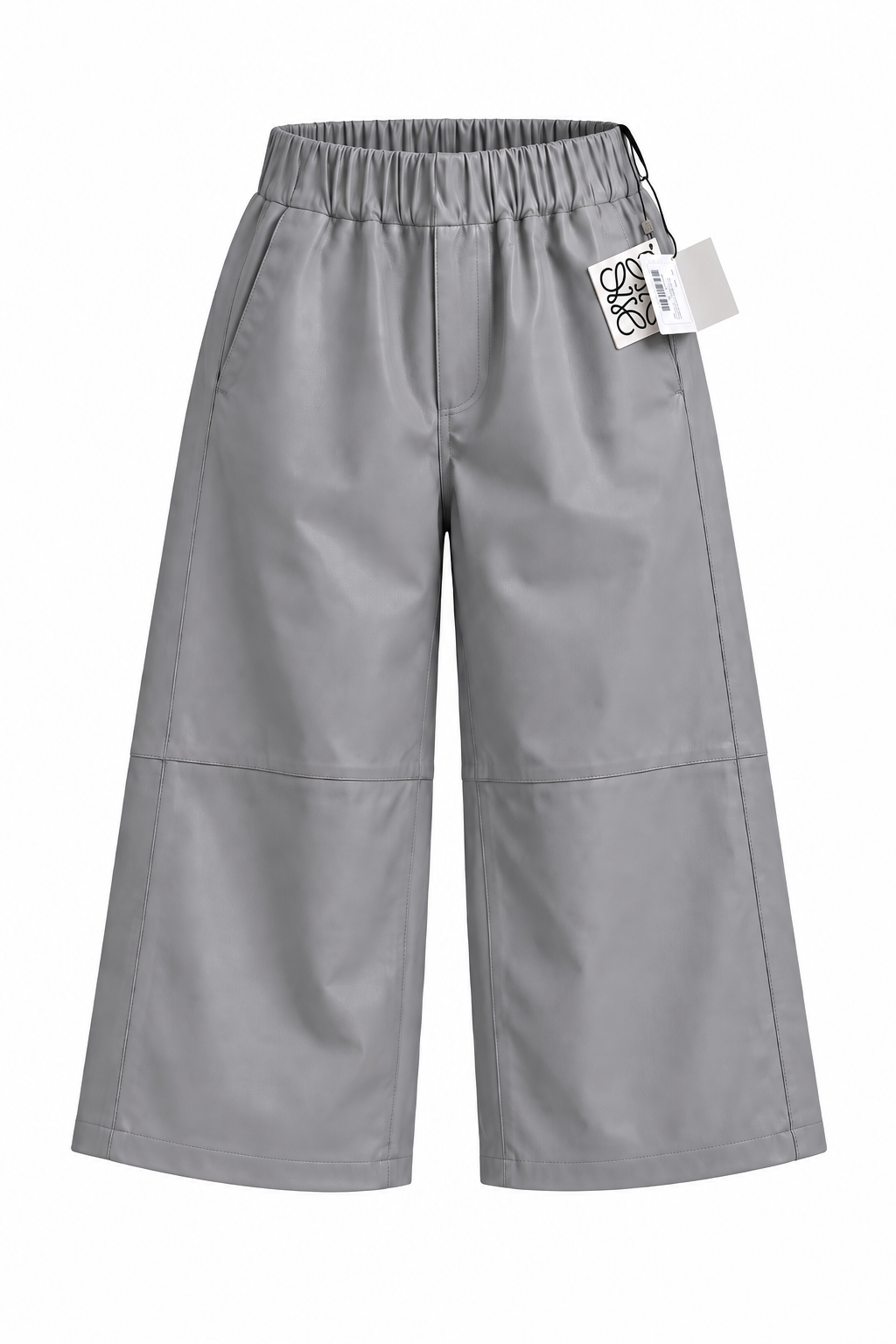 Loewe Grey Leather Wide-Leg Pants