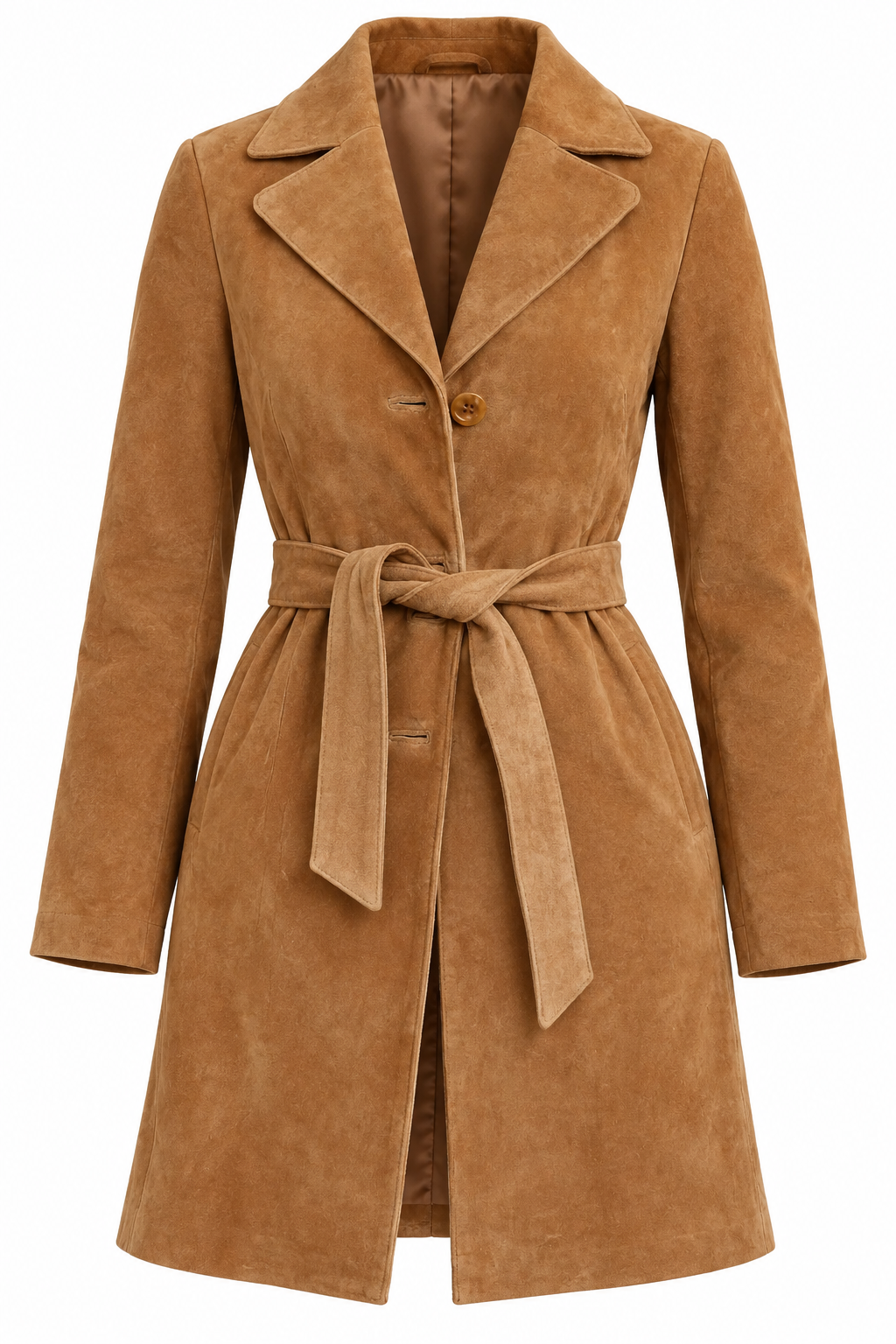 Axen B Camel Suede Long Coat